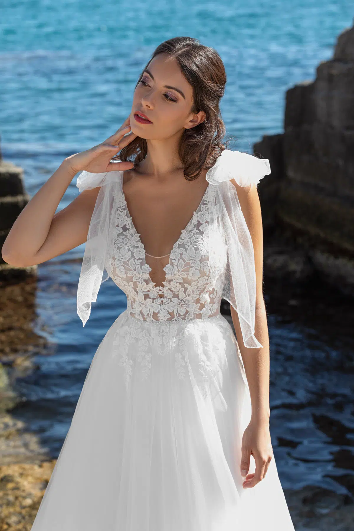 Svatební šaty Sylvie – detail živůtku a střihu